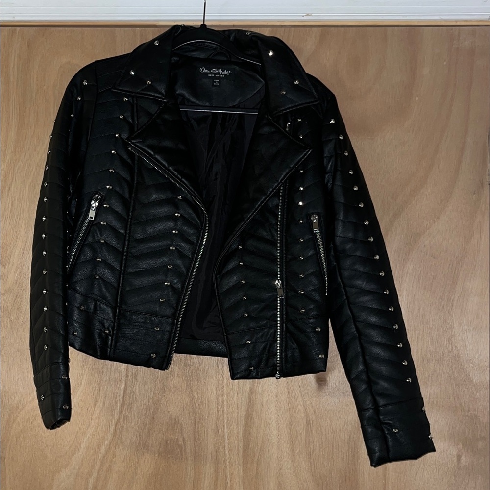 Miss Selfridge Black Studded Leather Jacket